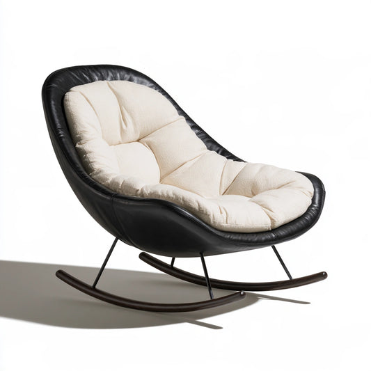 Fauteuil à bascule en cuir, coloris noir
