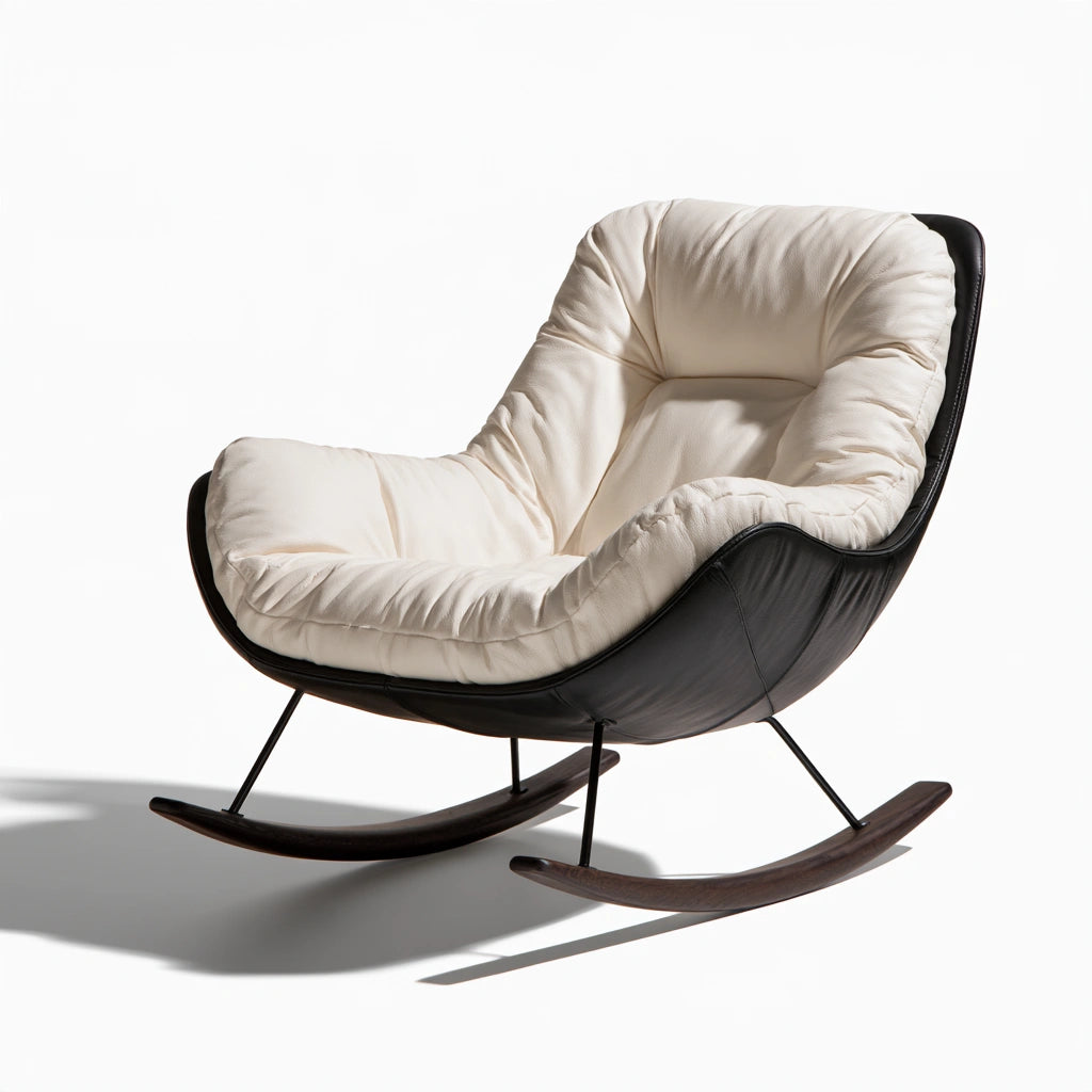 Fauteuil à bascule en cuir, coloris noir
