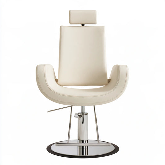 Fauteuil de coiffure pivotant en similicuir, coloris crème
