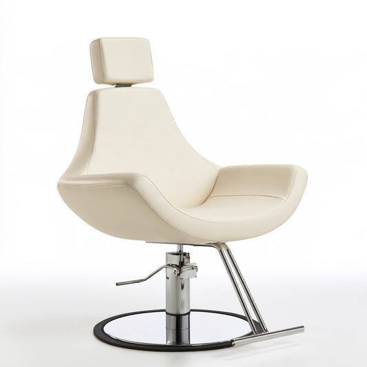 Fauteuil de coiffure pivotant en similicuir, coloris crème