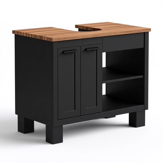 Meuble sous vasque en bois, coloris brun clair