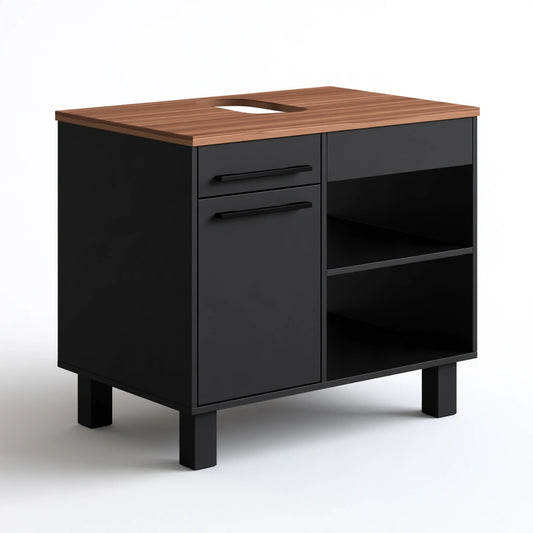 Meuble sous vasque en bois, coloris brun clair