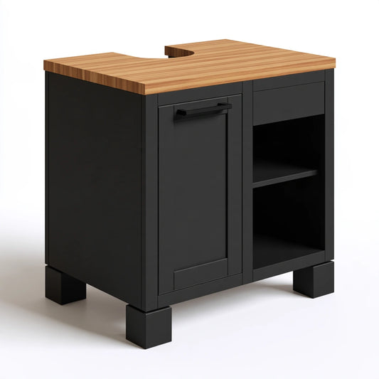 Meuble sous vasque en bois, coloris brun clair