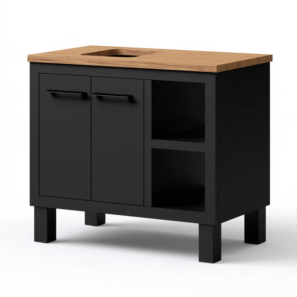 Meuble sous vasque en bois, coloris brun clair