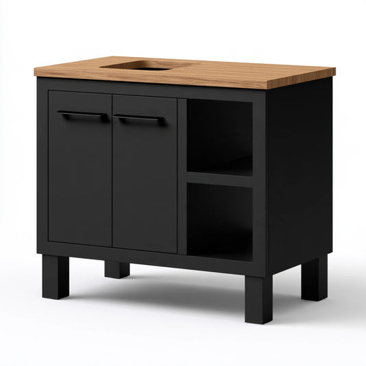 Meuble sous vasque en bois, coloris brun clair